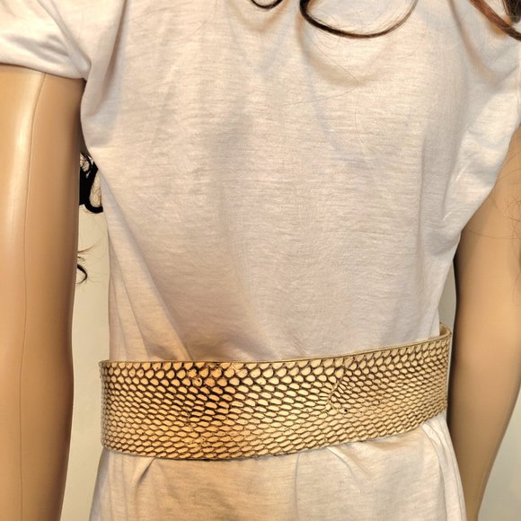 BOHO Cobra Snakeskin Belt with Bronzite Crystal Gemstone Beige Leath… - Picture 4 of 6